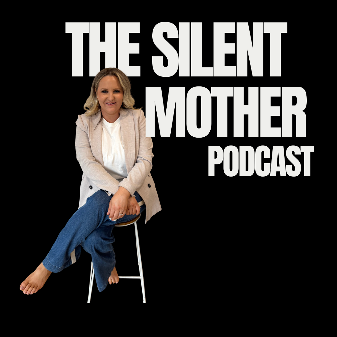 The Silent Mother Podcast — cover art. Hayley Murray seated on a stool.